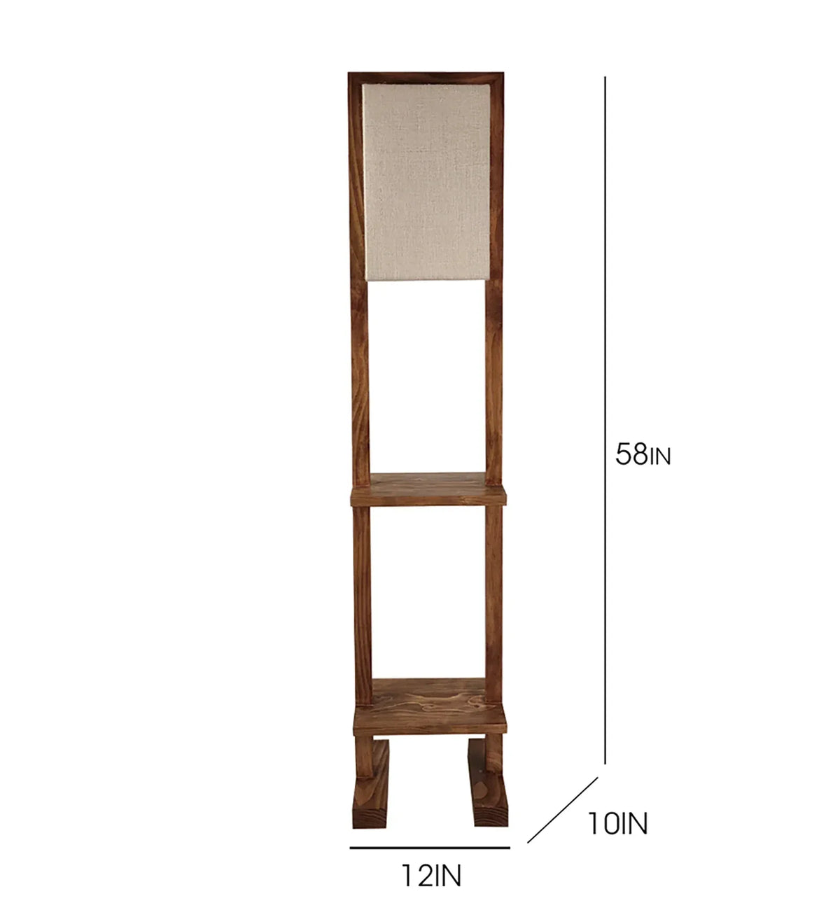 Biped Wooden Floor Lamp with Brown Base and Beige Fabric Lampshade - ArtyCraftz.com