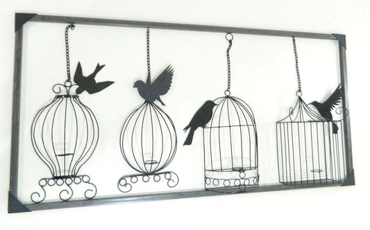 Bird Cage Wall Art with Candle Holder