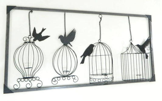 Bird Cage Wall Art with Candle Holder