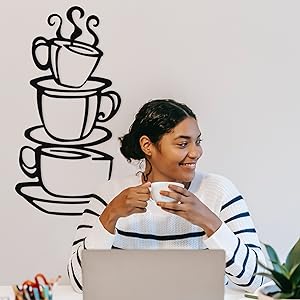 Black Coffee Cup Silhouette Metal Wall Decor