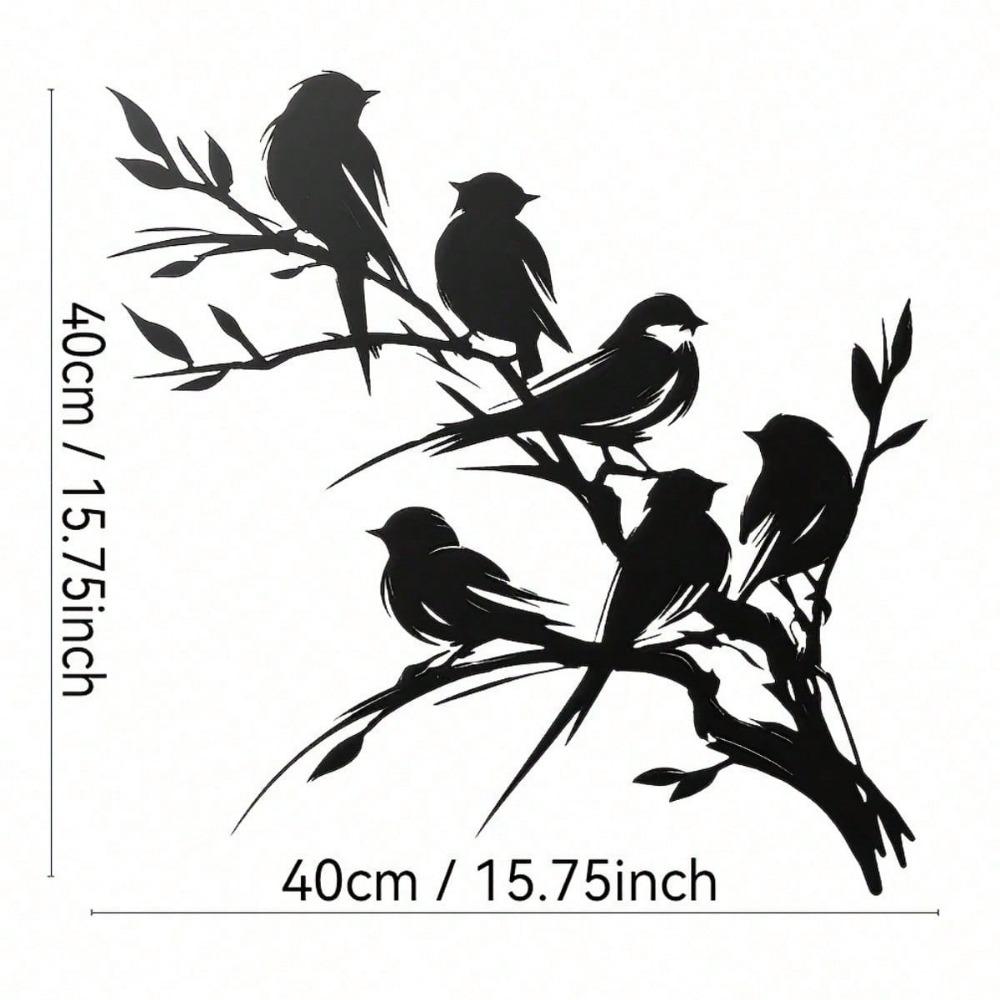 Black Matte Iron Birds on Branch Wall Art-ArtyCraftz.com