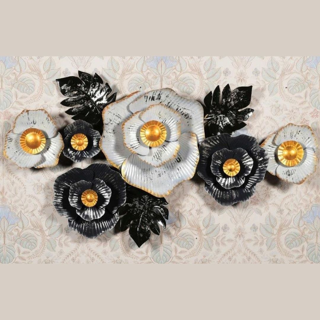 Black N White Flowery Wall Decor