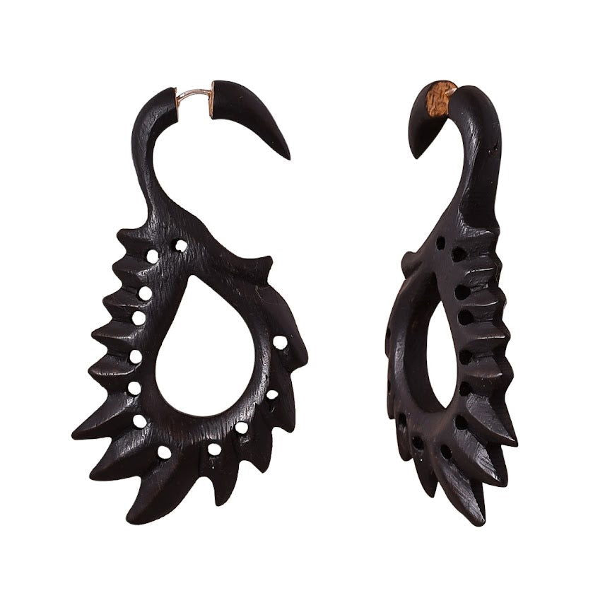 Black Tribal Fake Gauge Earrings 2.7″ - ArtyCraftz.com