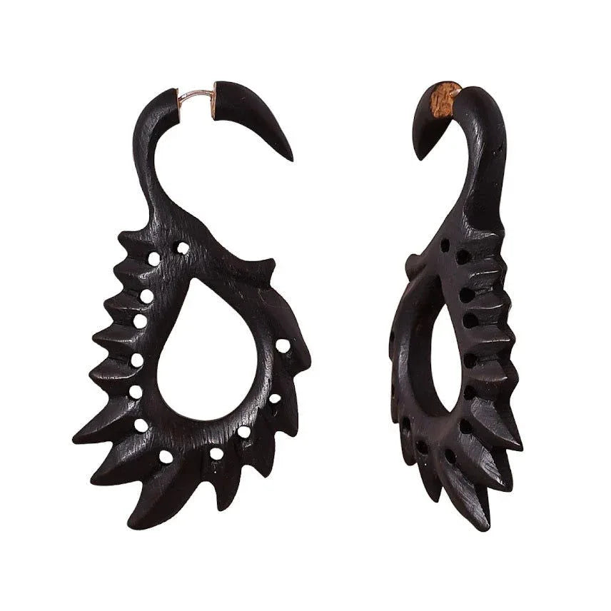 Black Tribal Fake Gauge Earrings 2.7″ - ArtyCraftz.com