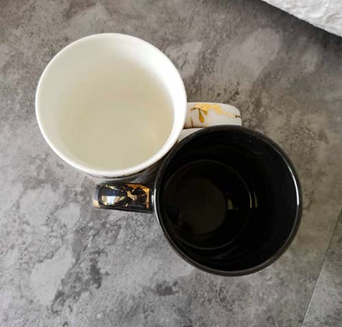 Black with Gold Inlay Porcelain Mug with Triangular Tray