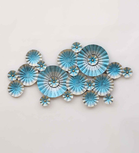 Blue Flowers Abstract Metal Wall Art-ArtyCraftz.com