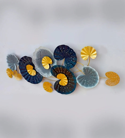 Blue & Gold Coral Design Metal Wall Art- ArtyCraftz
