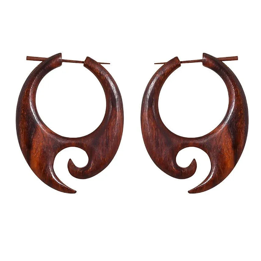 Boho Style Tribal Fake Gauge Hoops Earrings 2.4" - ArtyCraftz.com