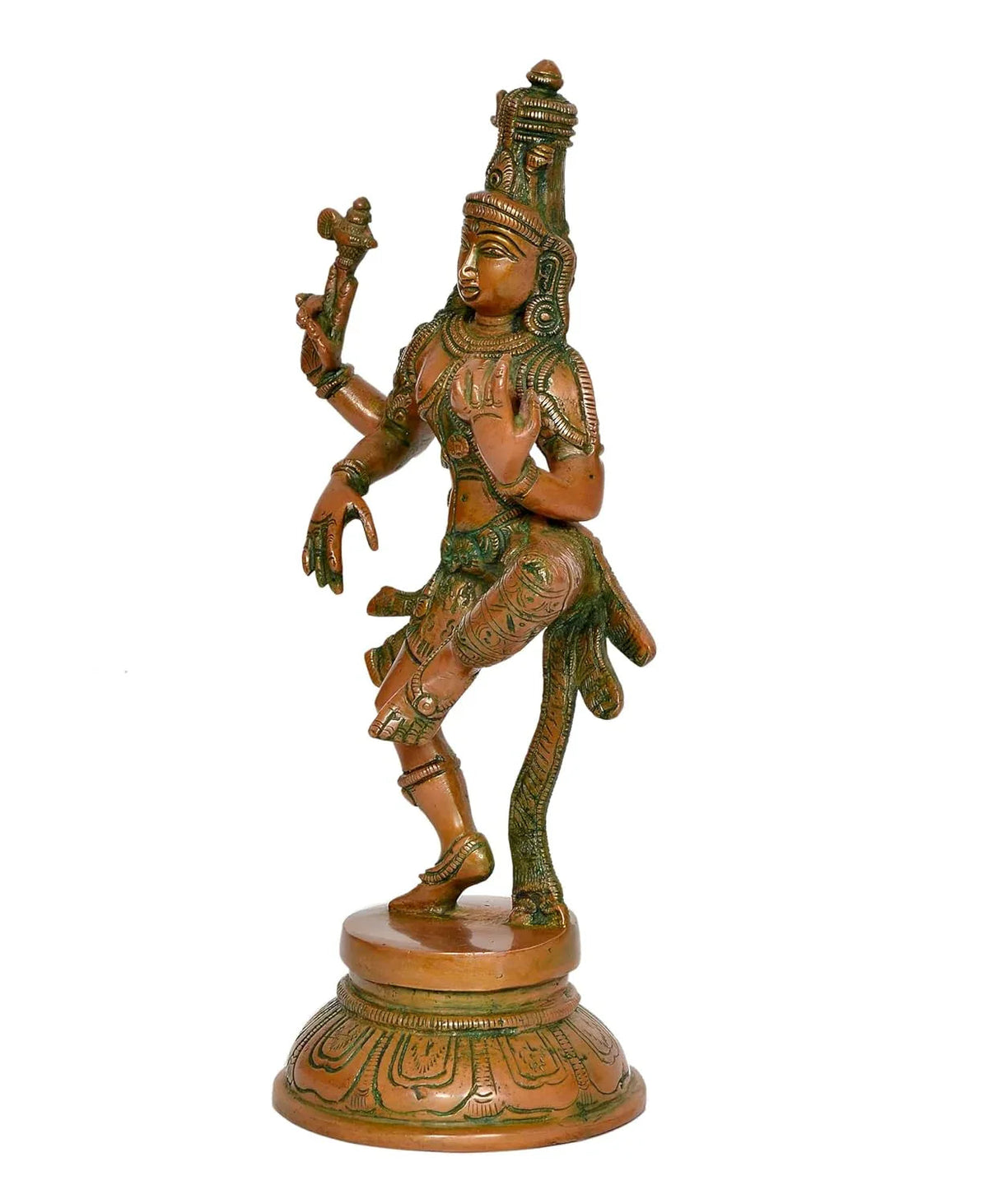 Brass Ardhanarishvara Statue in South Indian Style Side View 2