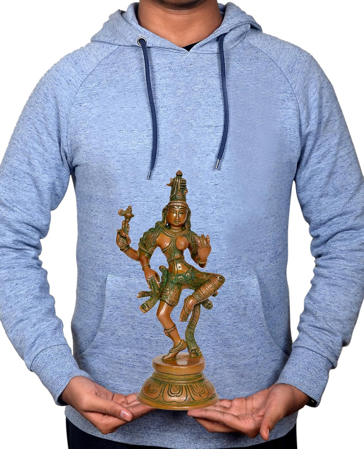 Brass Ardhanarishvara Statue in South Indian Style a man holding