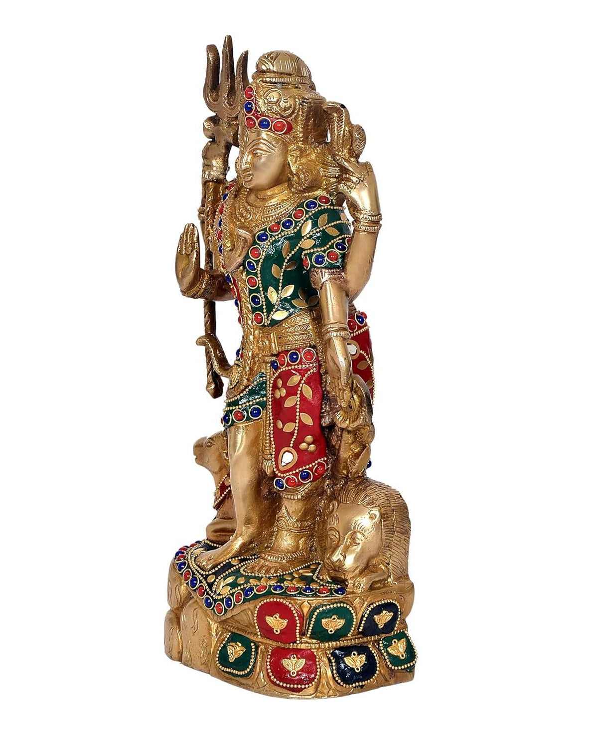 Brass Ardhnarishwar in inlay work Statue Side View 2