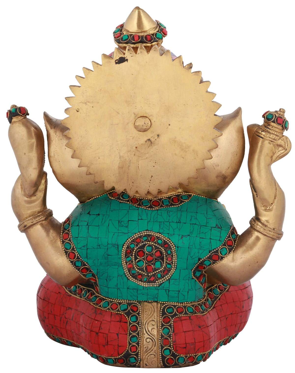 Brass Inlay Seated Ganesha 12 Inch