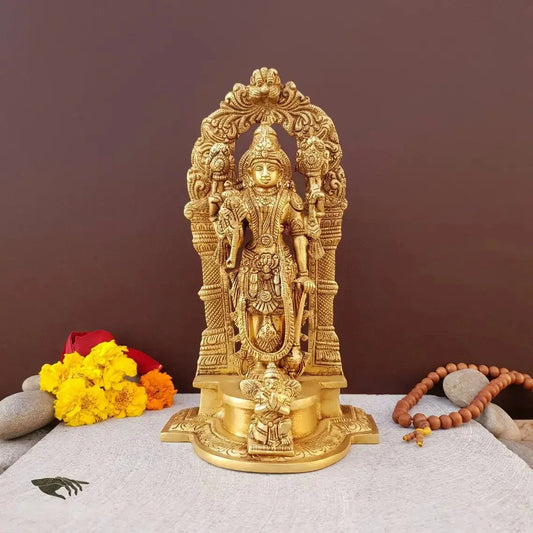 Brass Lakshmi Vishnu with Kirtimukha Statue-ArtyCraftz