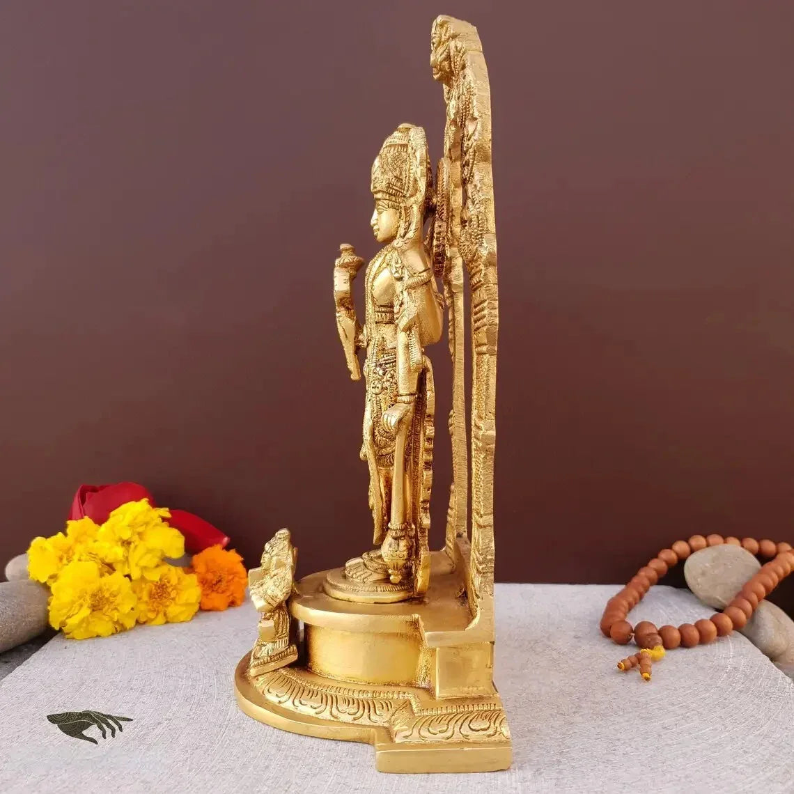 Brass Lakshmi Vishnu with Kirtimukha Statue-ArtyCraftz
