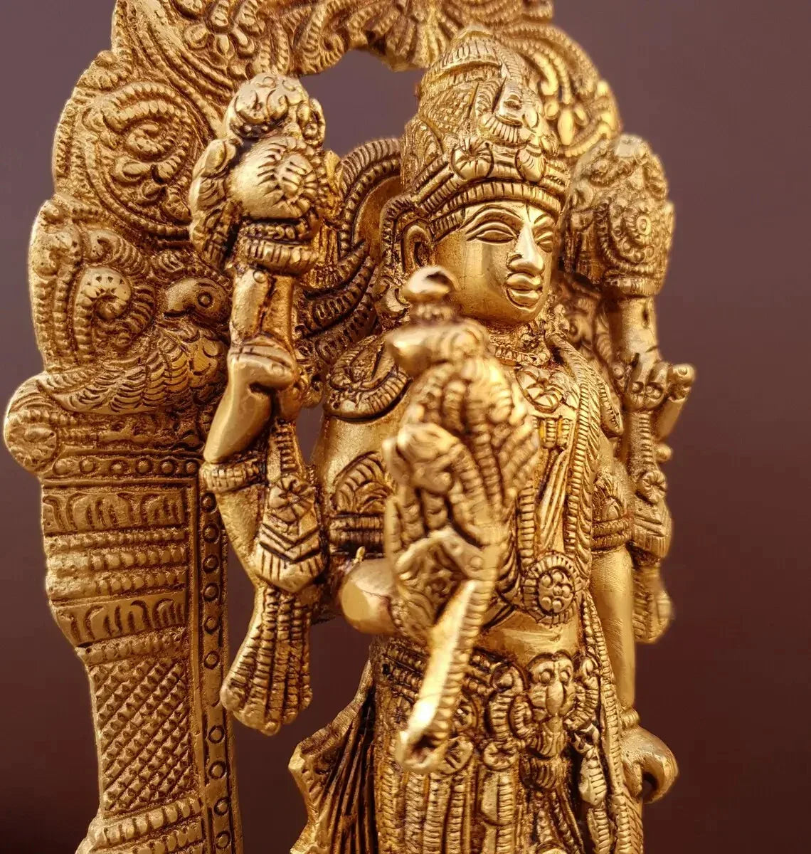 Brass Lakshmi Vishnu with Kirtimukha Statue-ArtyCraftz