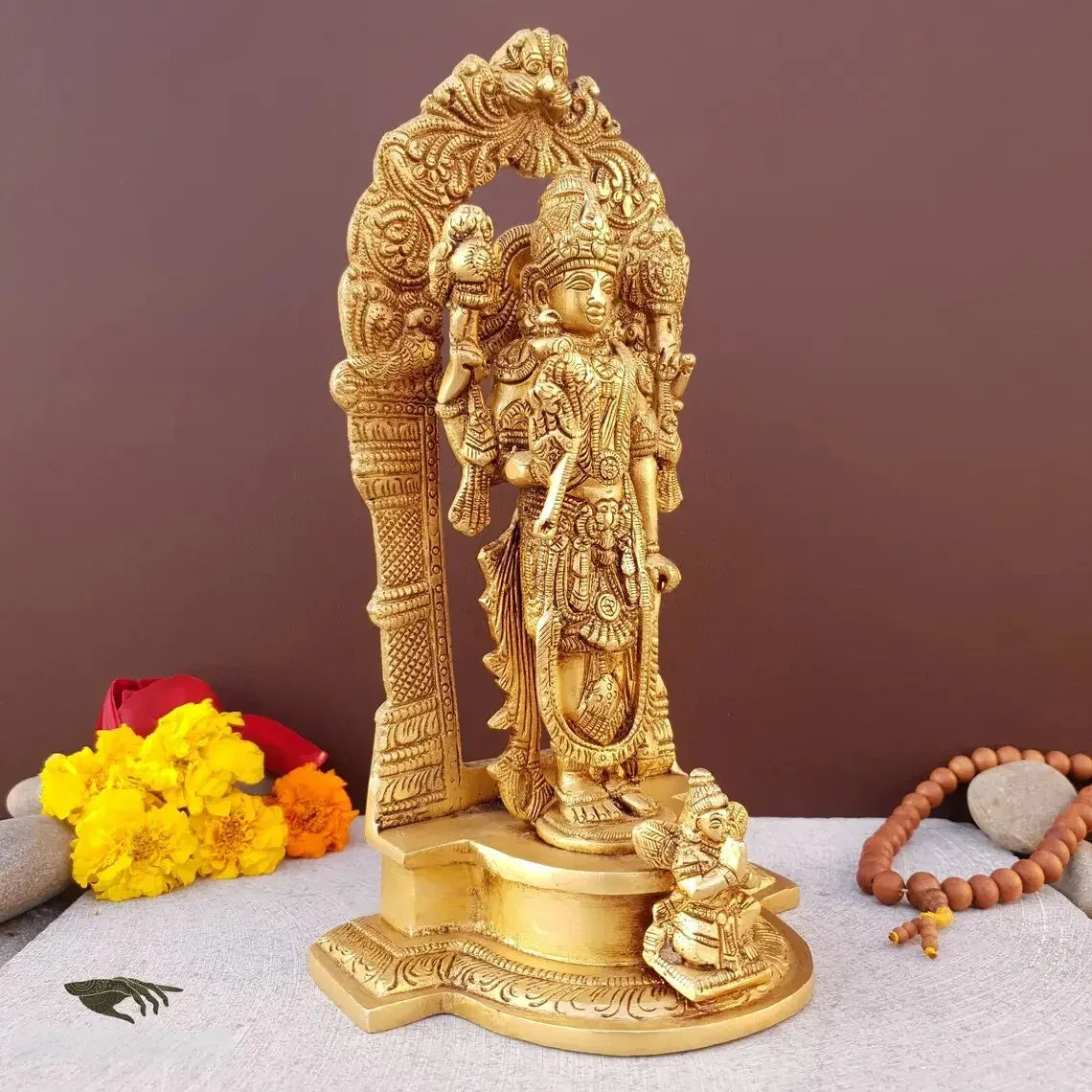Brass Lakshmi Vishnu with Kirtimukha Statue-ArtyCraftz
