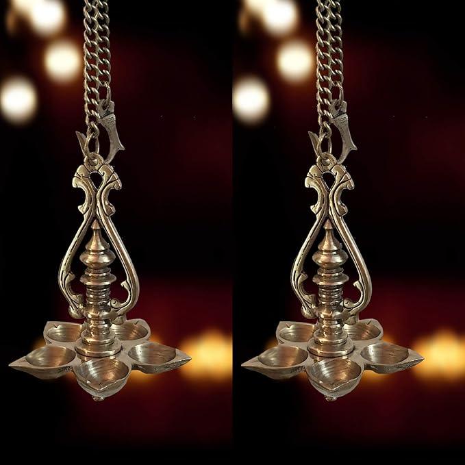 Brass 5 Wicks Hanging Lamp-ArtyCraftz.com