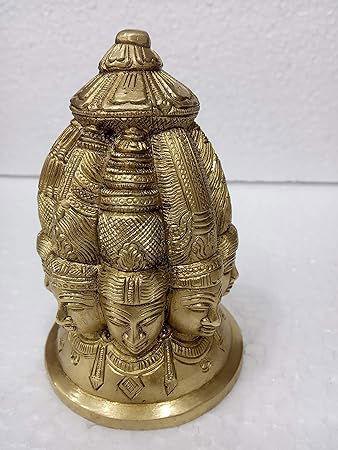 Brass 9 Face Shiva Head Idol Shiva for Home Decor Height 4.8 Inch - ArtyCraftz.com