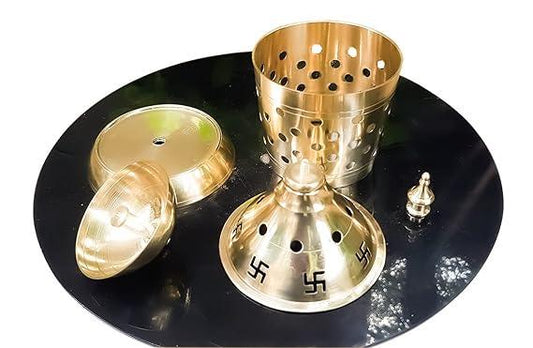 Brass Akhand Diya Lid Jyoti Wick Oil Lamp Golden Temple Oil Lamp Diyas Spiritual Puja Lamp Diwali Other Festivals (3.2*3.2*5 Inches)