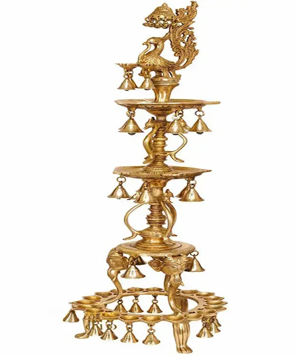 Brass Annanpakshi Vilakku Multi Layer Bells and Stand-ArtyCraftz.com