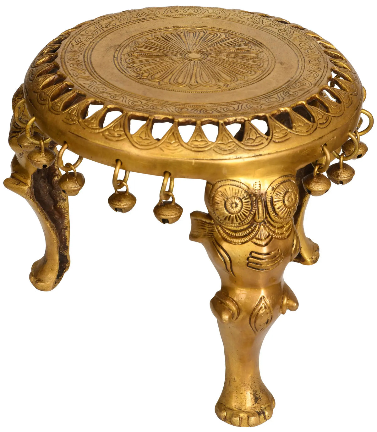 Brass Antique Elephant engraved with Ghungroo Chowki-ArtyCraftz.com