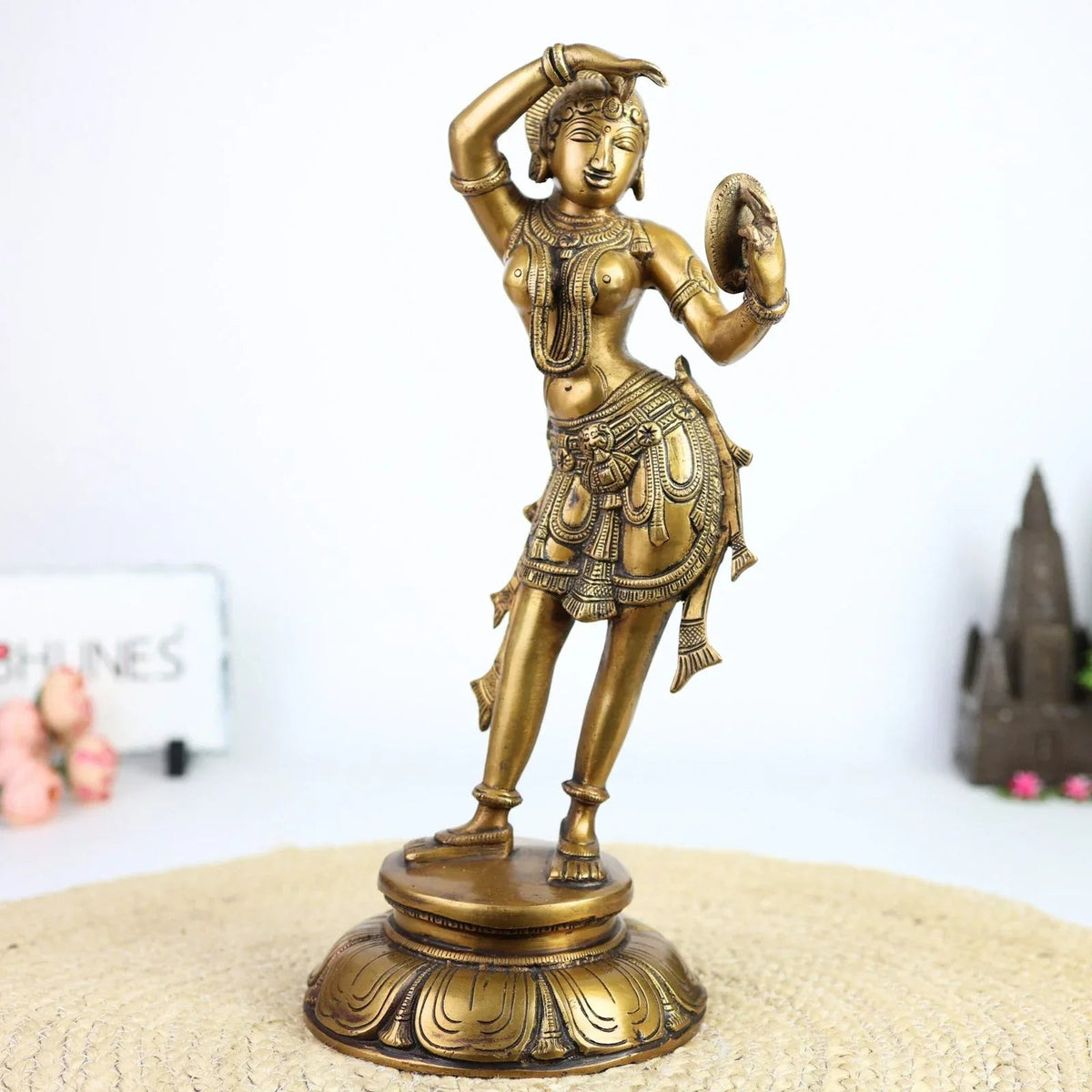 Brass Apsara Mirror Lady Idol-ArtyCraftz.com