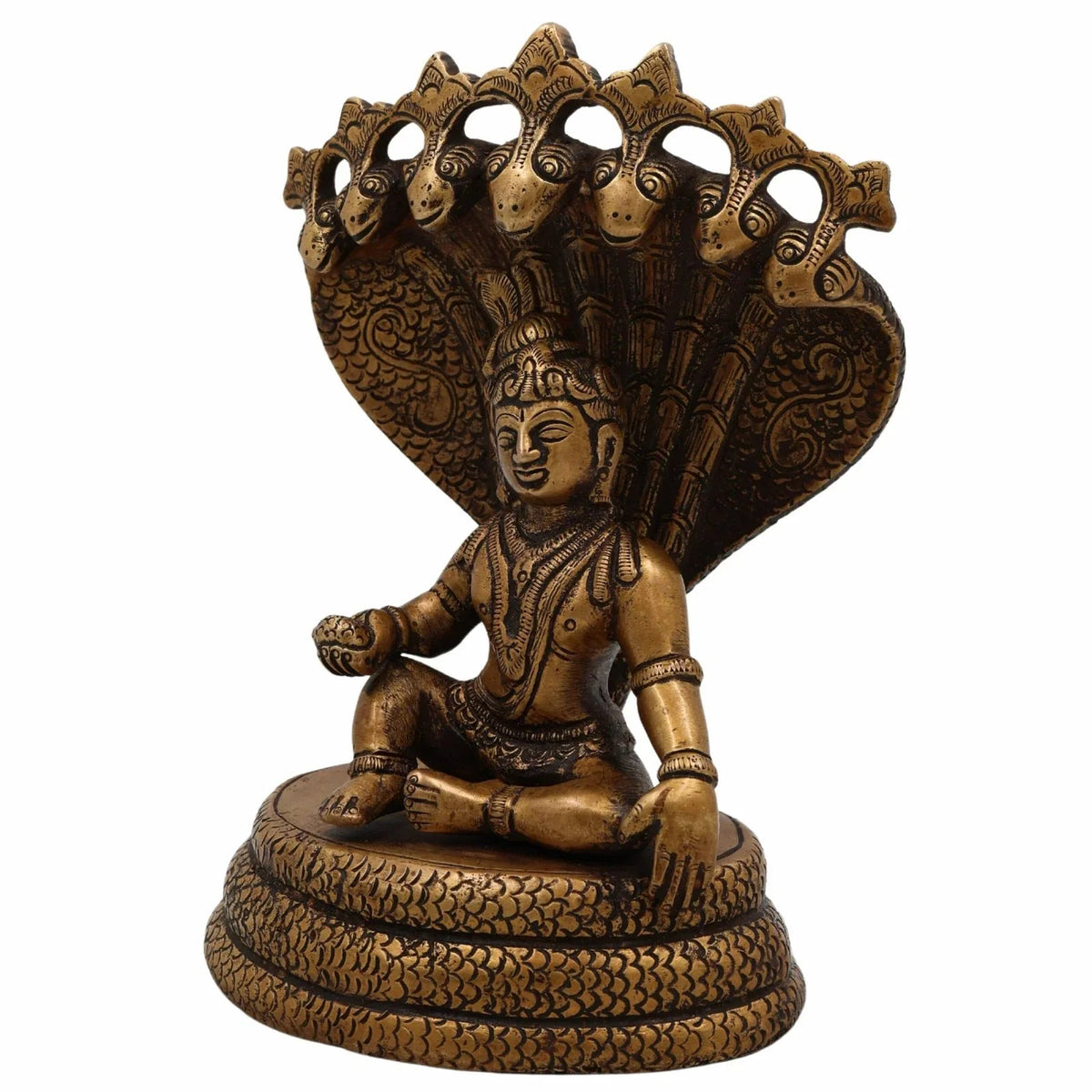 Brass Bala Krishna with 7-Headed Snake Statue-ArtyCraftz.com
