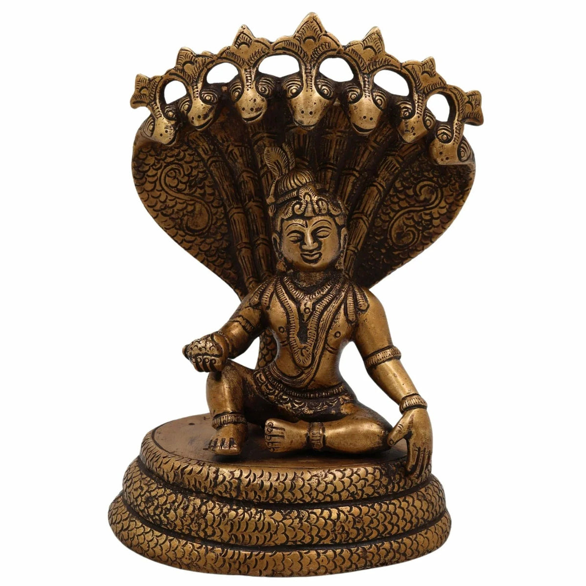 Brass Bala Krishna with 7-Headed Snake Statue-ArtyCraftz.com