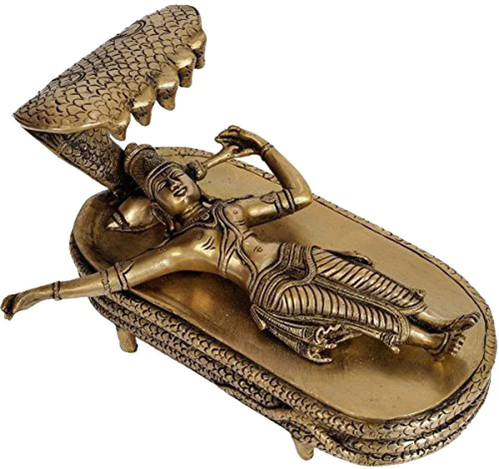 Brass Bhagawan Vishnu Yoga Nidra - Brass Statue, Height 9.5" Inches - ArtyCraftz.com