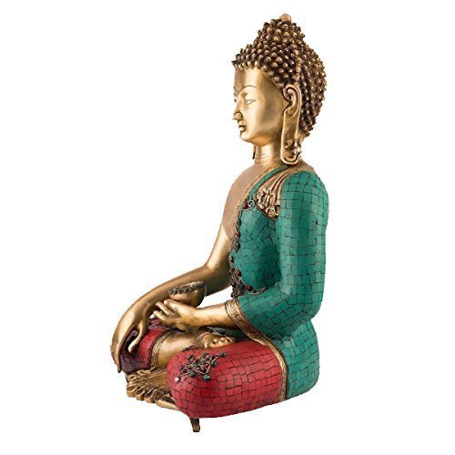 Brass Bhumisparasha Mudra Buddha with Medicinal Nectar