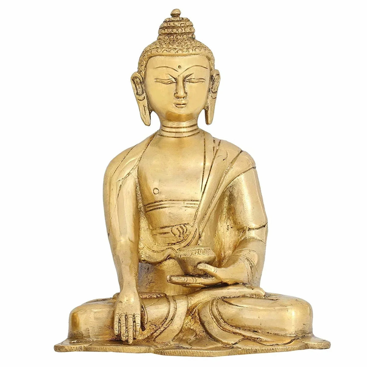 Brass Blessing Buddha Statue-Abhaya Pose Buddhist Tibetan Sculpture=6" - ArtyCraftz.com