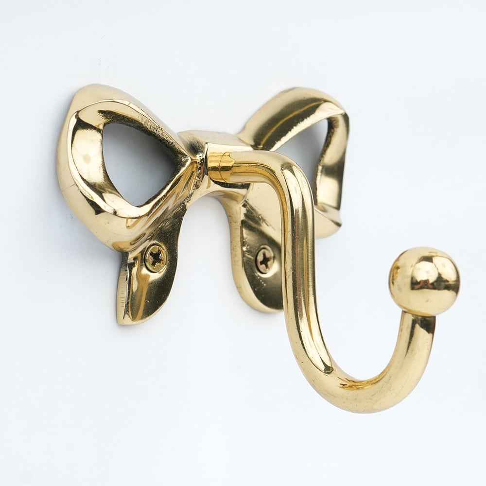 Brass Bow Wall Hook – Decorative Heavy Duty Towel & Cloth Hook (6 x 9 cm)