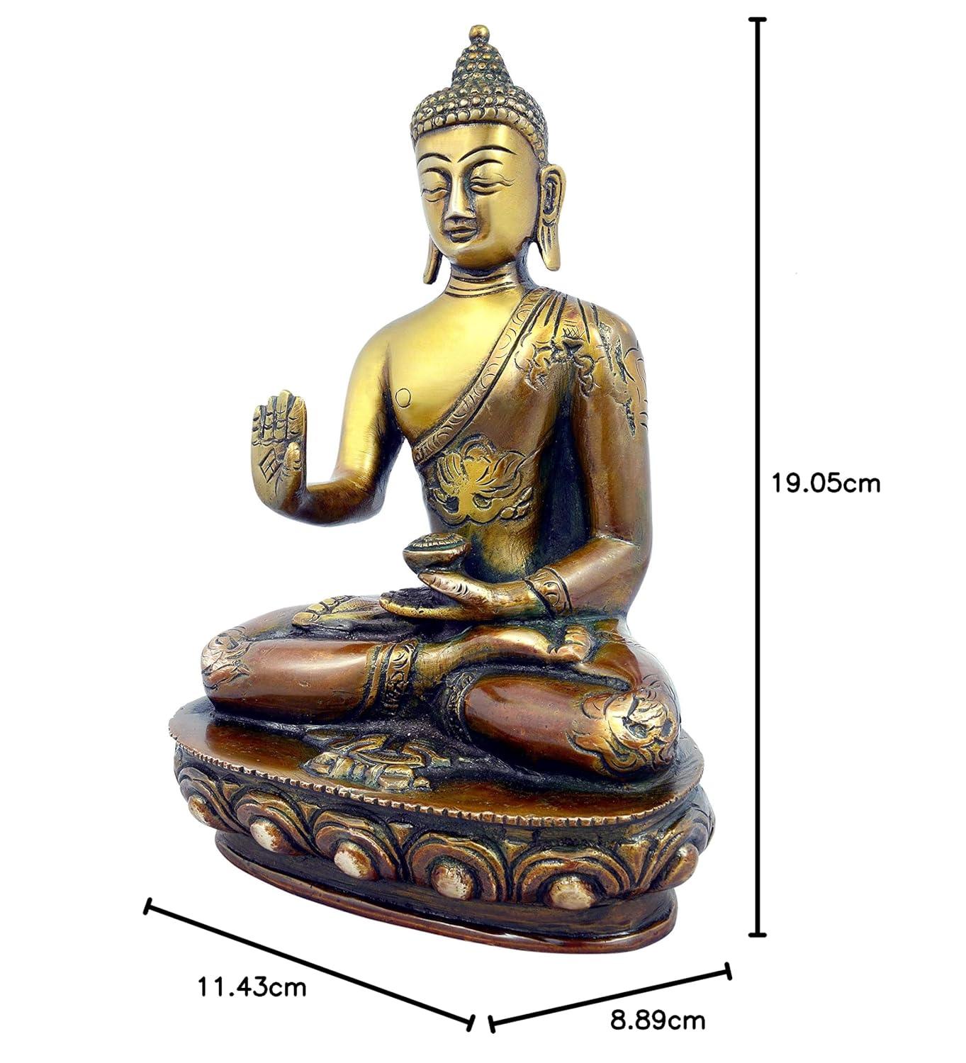 Brass Buddha Statue Meditation with Dimensions