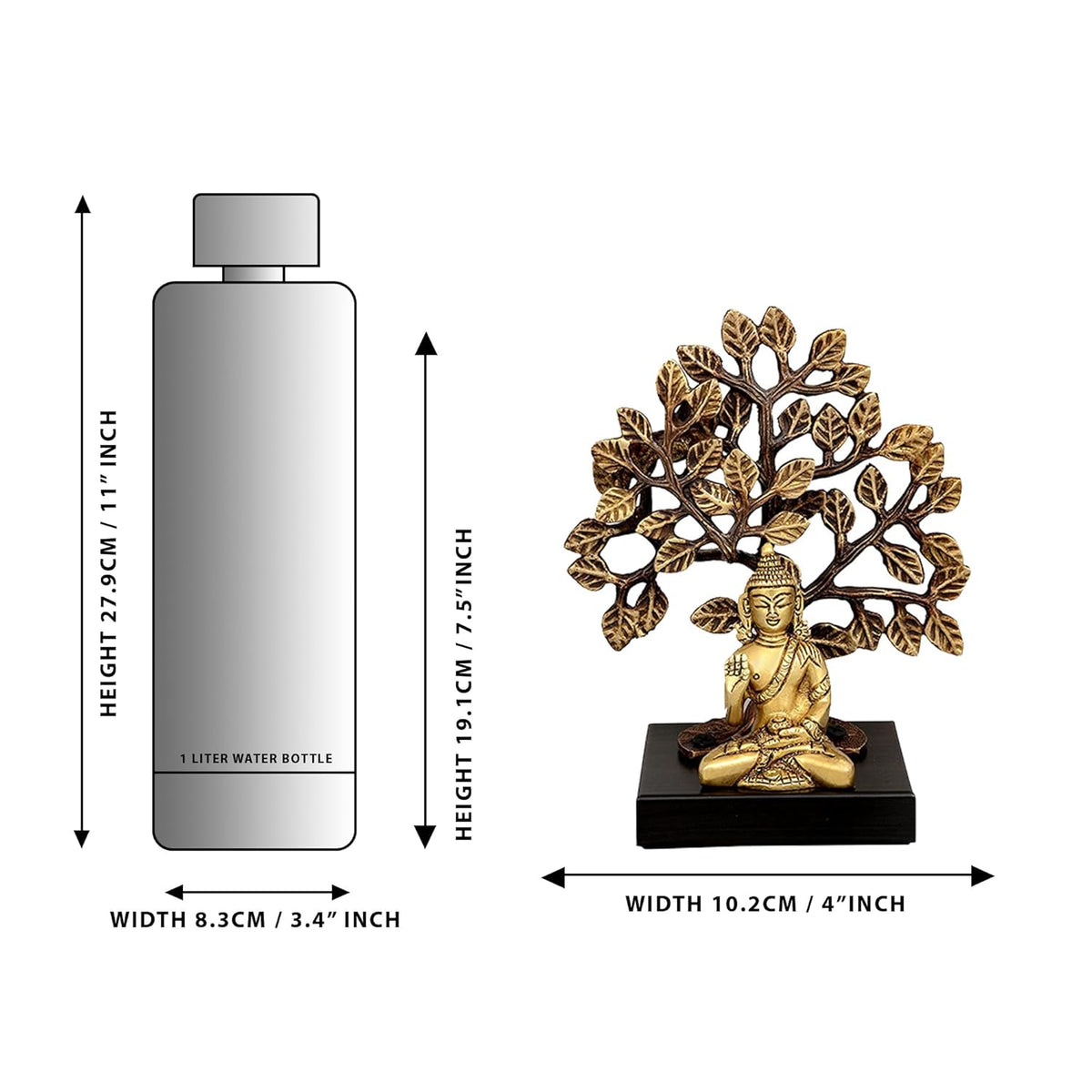 Brass Buddha Under Bodhi Tree Showpiece – Spiritual Table Decor (7.5 Inch) - ArtyCraftz.com