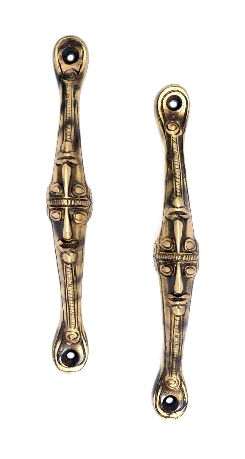 Brass Cabinet Handle Tribal Design Door Handle (2 Piece)