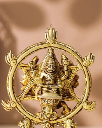 Brass Chakrathalwar Statue-ArtyCraftz.com