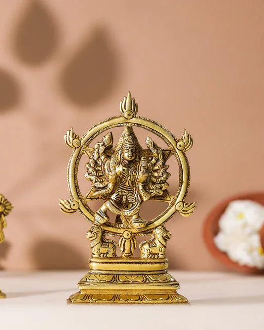 Brass Chakrathalwar Statue-ArtyCraftz.com