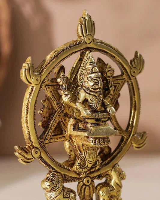 Brass Chakrathalwar Statue-ArtyCraftz.com