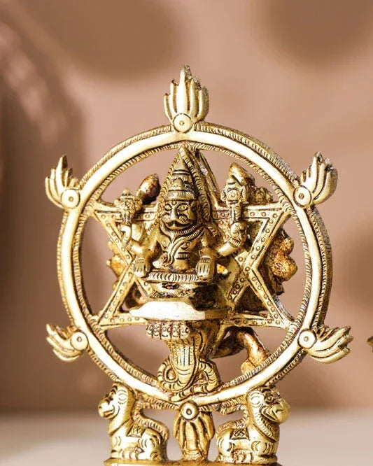 Brass Chakrathalwar Statue-ArtyCraftz.com