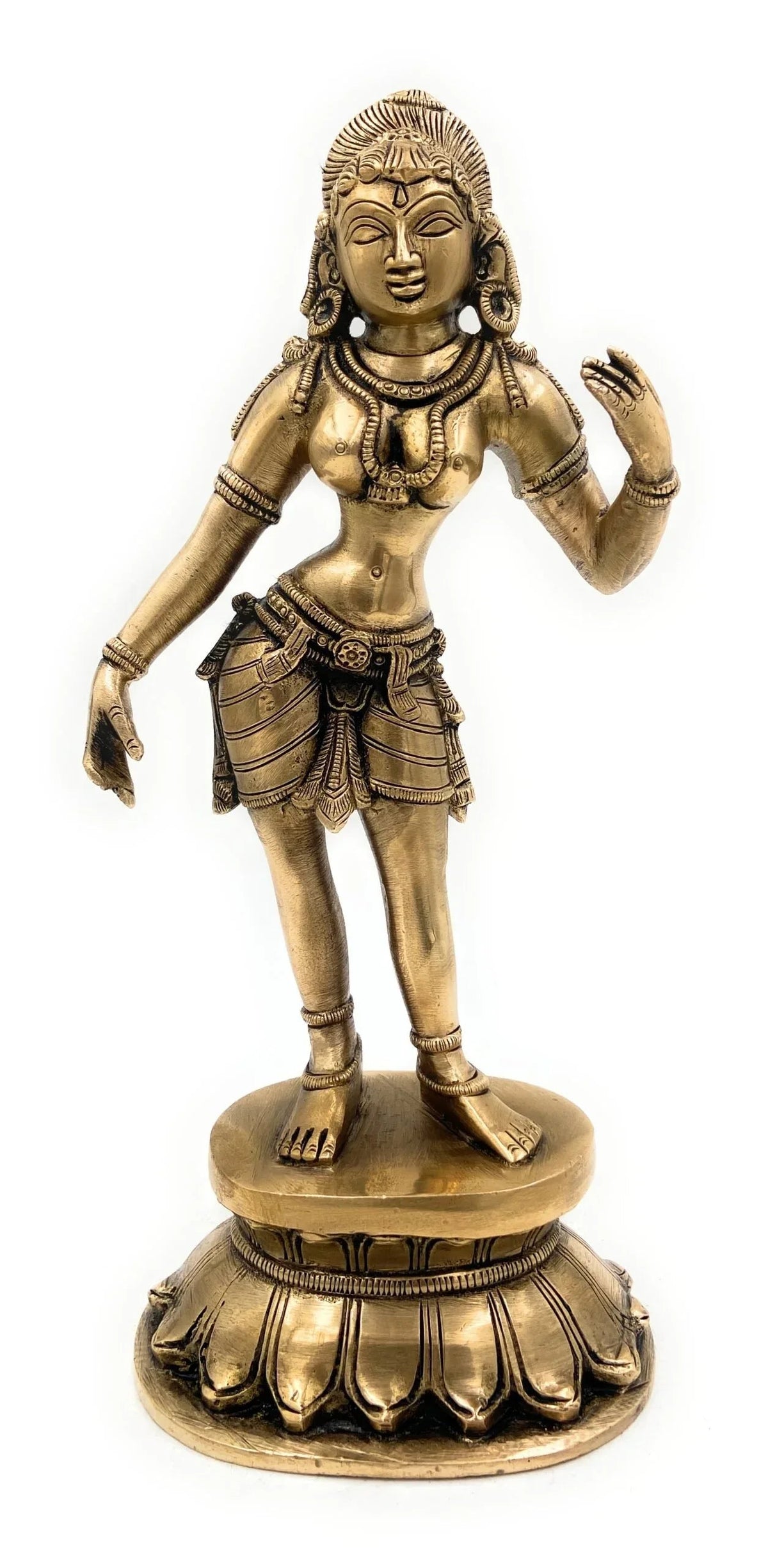 Brass Dancing Apsara Idol – 28cm Tall Handcrafted Divine Dancer Statue-ArtyCraftz.com