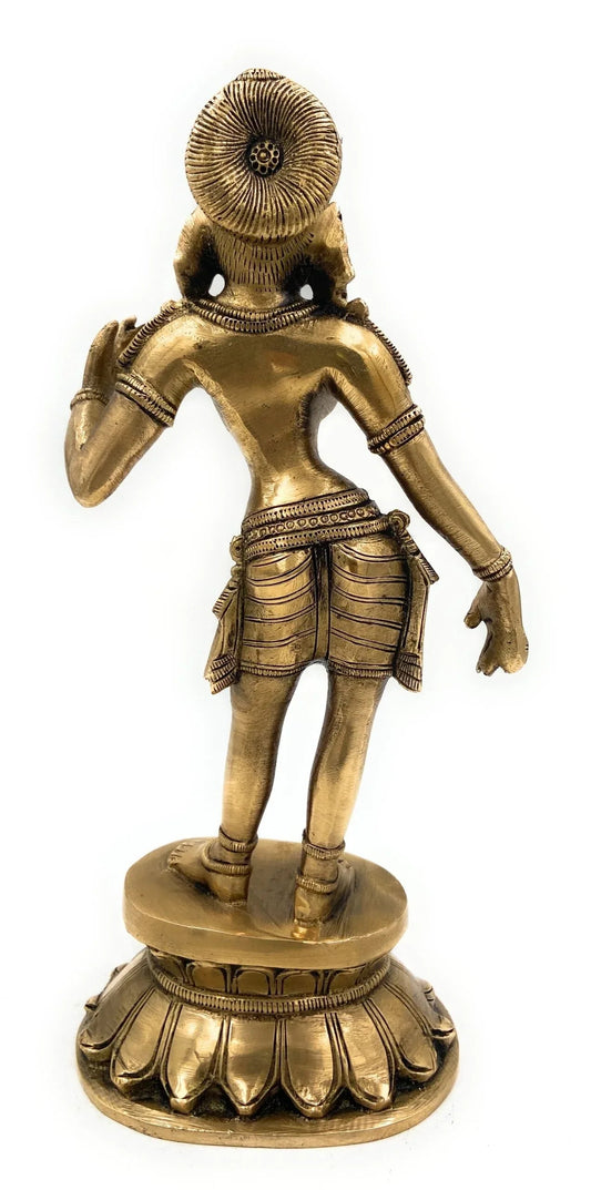 Brass Dancing Apsara Idol – 28cm Tall Handcrafted Divine Dancer Statue-ArtyCraftz.com