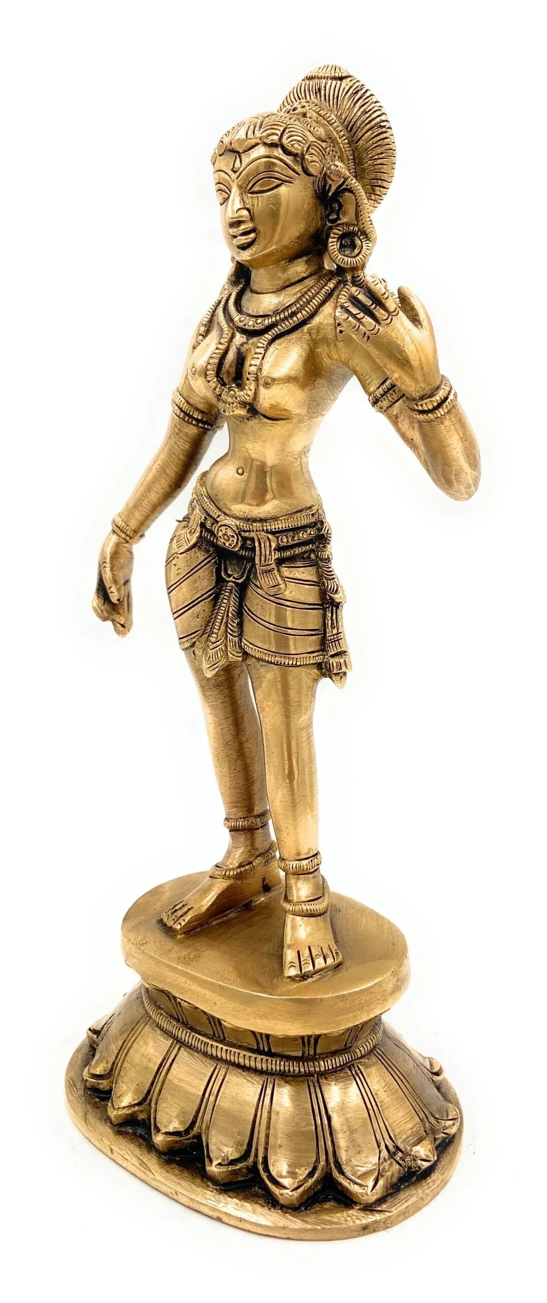 Brass Dancing Apsara Idol – 28cm Tall Handcrafted Divine Dancer Statue-ArtyCraftz.com