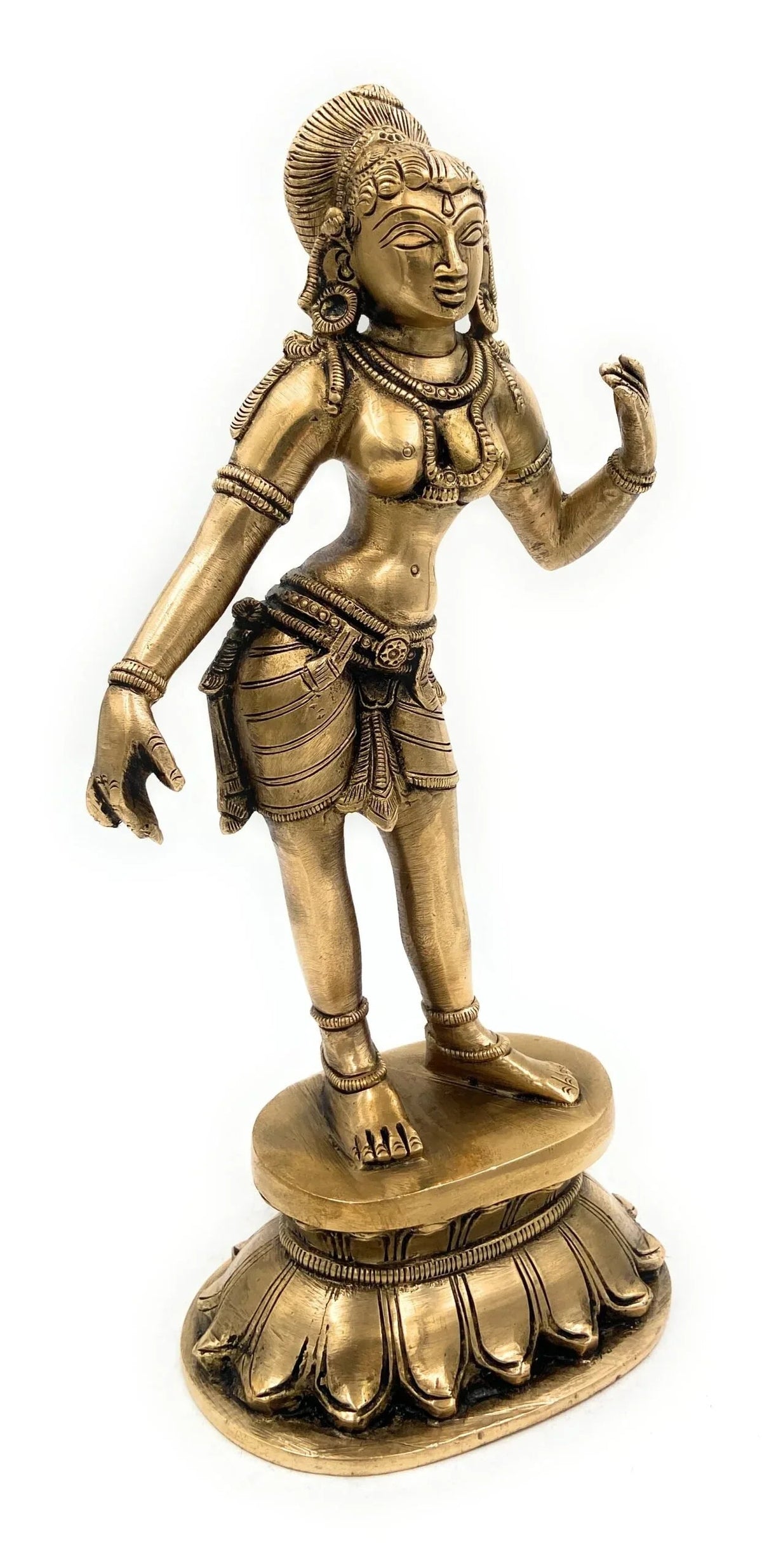 Brass Dancing Apsara Idol – 28cm Tall Handcrafted Divine Dancer Statue-ArtyCraftz.com