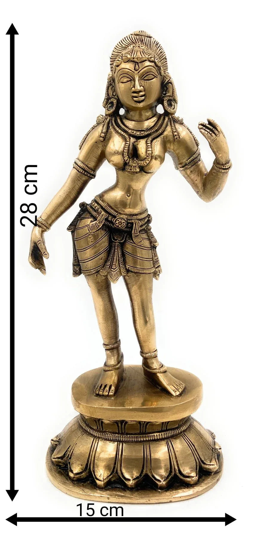 Brass Dancing Apsara Idol – 28cm Tall Handcrafted Divine Dancer Statue-ArtyCraftz.com