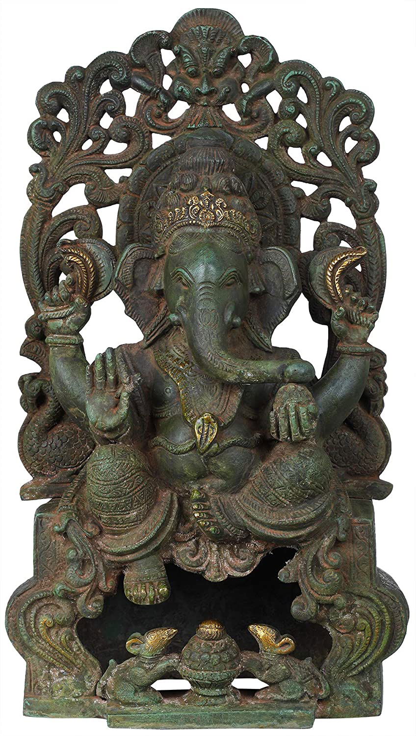 Brass Dancing Ganesha with Kritimukha Height 16 Inhes - ArtyCraftz.com
