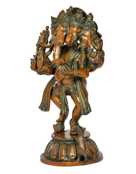 Brass Dancing Panchamukhi Ganesh Statue for home decor-ArtyCraftz.com