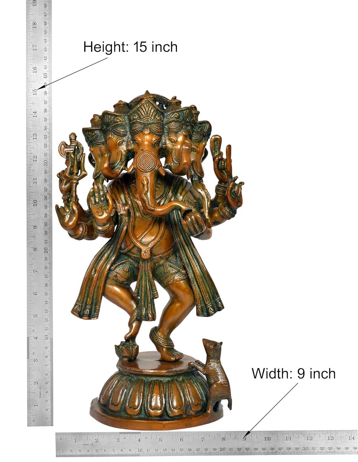 Brass Dancing Panchamukhi Ganesh Statue for home decor-ArtyCraftz.com