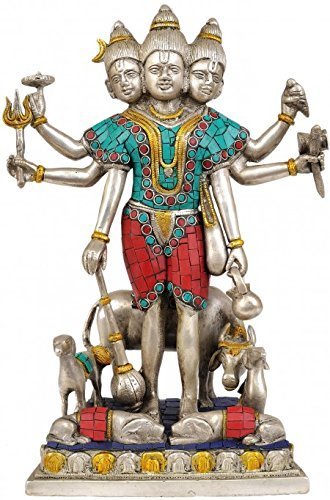 Brass Dattatreya Idol – 12 Inch, 4.6 KG Traditional Statue-artycraftz.com