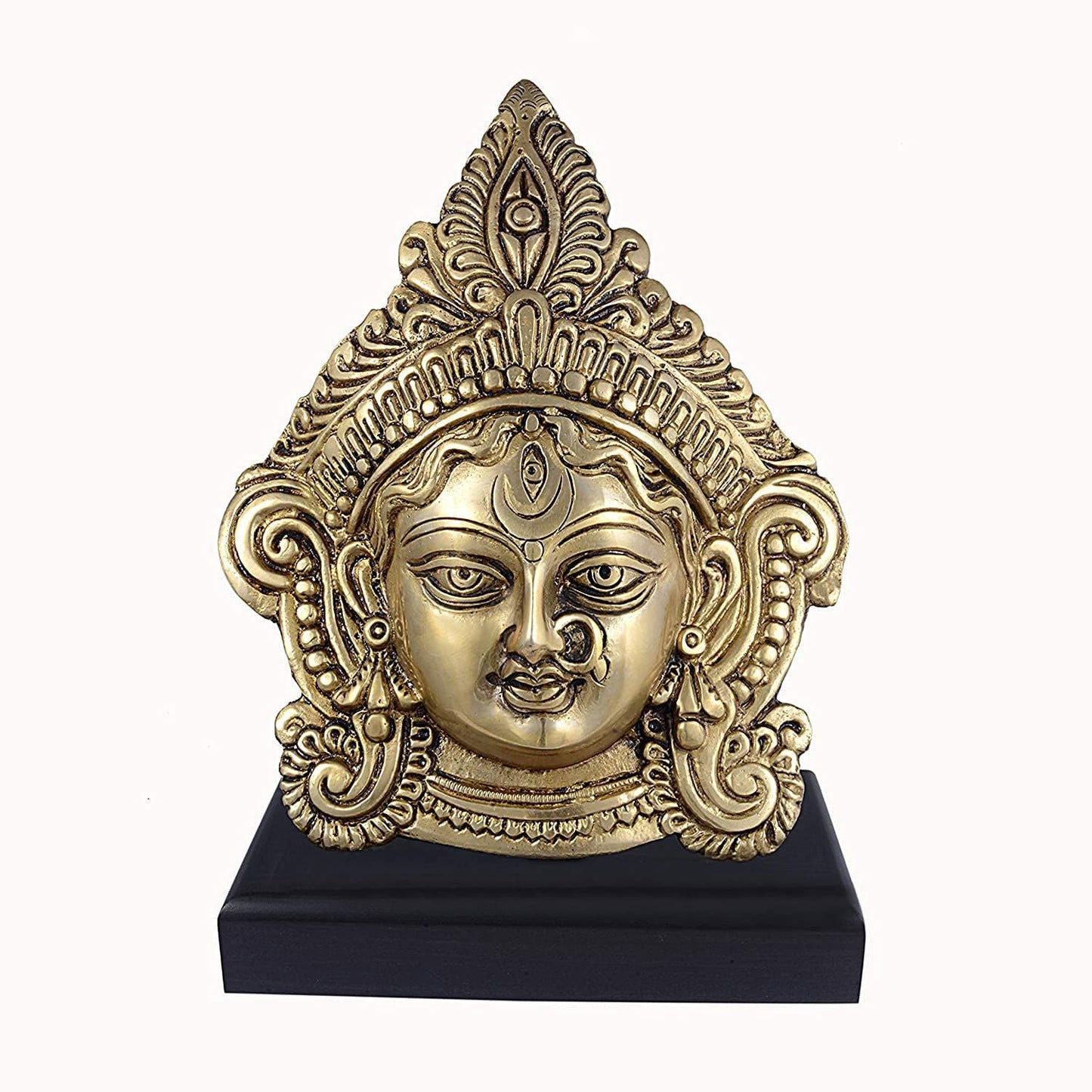 Brass Decor Destination Brass Durga Face with Base Height 8 Inch - ArtyCraftz.com