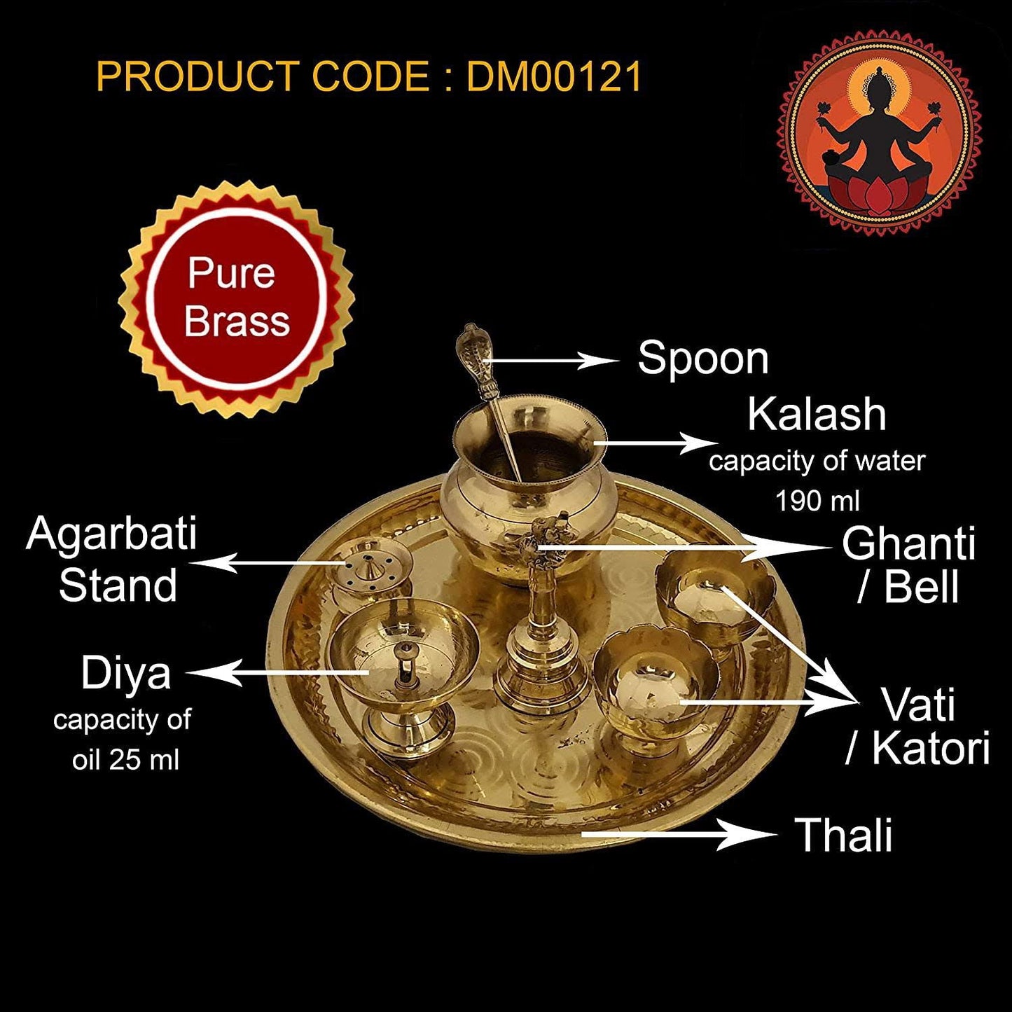 Brass Decor Mandir Ethnic Beautiful Pooja Thali Set - ArtyCraftz.com